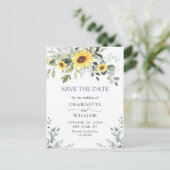 ユーカリエレガントプトゥスひまわり結婚式の日付を保存 ポストカード (スタンド正面)