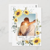 ユーカリエレガントプトゥスひまわり結婚式の日付を保存 ポストカード (正面/裏面)