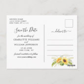 ユーカリエレガントプトゥスひまわり結婚式の日付を保存 ポストカード (裏面)