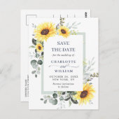 ユーカリエレガントプトゥスひまわり結婚式の日付を保存 ポストカード (正面/裏面)