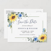 ユーカリエレガントプトゥスひまわり結婚式の日付を保存 案内ポストカード (正面/裏面)