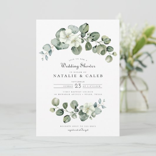 ユーカリエレガントプトゥスアーチグリーナリーウェディングシャワー 招待状 (スタンド正面)