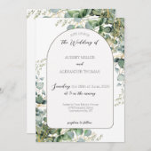 ユーカリエレガントプトゥスアーチ結婚式招待状 招待状 (正面/裏面)