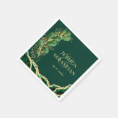 ユーカリエレガントプトゥスエメラルドグリーンと金ゴールドズ結婚 スタンダードカクテルナプキン (角)