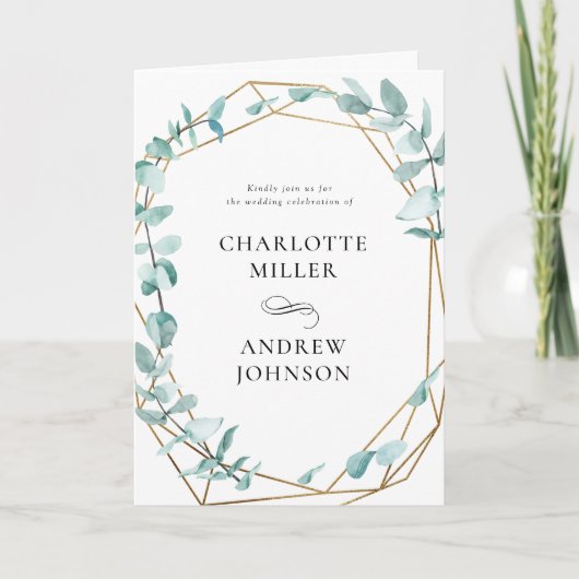 ユーカリエレガントプトゥスグリュン金ゴールド 招待状 (正面)