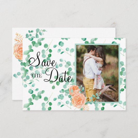 ユーカリエレガントプトゥスグリーンピーチフローラ セーブザデート (正面/裏面)