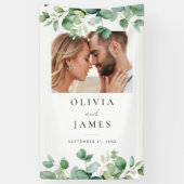 ユーカリエレガントプトゥスグリーンリー写真結婚の歓迎 横断幕 (縦)