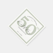 ユーカリエレガントプトゥスグリーン50thバースデーパーティー紙 スタンダードカクテルナプキン (角)