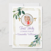 ユーカリエレガントプトゥスゴールデンファーストコミューニオン招待状 招待状 (裏面)