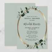 ユーカリエレガントプトゥスゴールドフォイルセージブライダルシャワー 招待状 (正面/裏面)