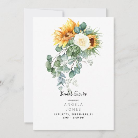 ユーカリエレガントプトゥスサンフラワーブライダルシャワー 招待状 (正面)