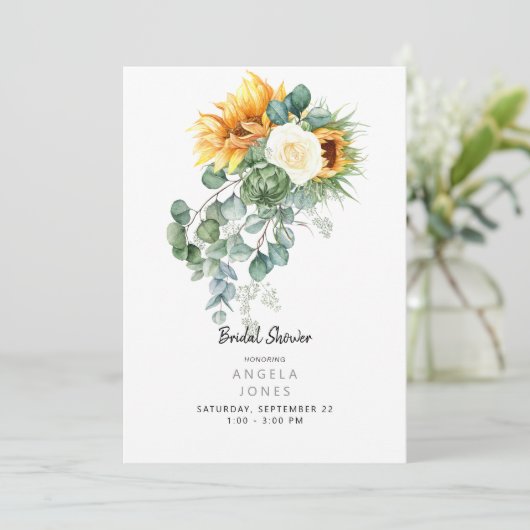 ユーカリエレガントプトゥスサンフラワーブライダルシャワー 招待状 (スタンド正面)