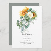 ユーカリエレガントプトゥスサンフラワーブライダルシャワー 招待状 (正面/裏面)