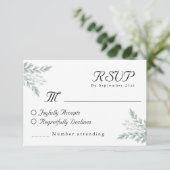 ユーカリエレガントプトゥスシックフローラウォーターカラー結婚ズ 出欠カード (スタンド正面)