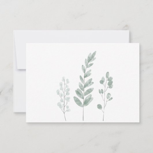 ユーカリエレガントプトゥスシックフローラウォーターカラー結婚ズ 出欠カード (裏面)