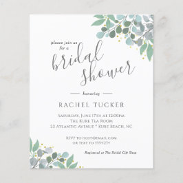 ユーカリエレガントプトゥスダスティーブルーブライダルシャワー招待状