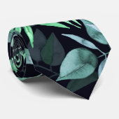 ユーカリエレガントプトゥスネイビーブルーウォーターカラーフラワー ネクタイ (ロール)