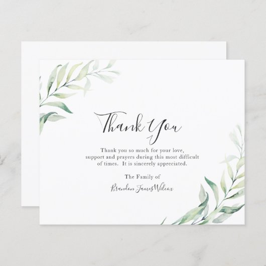ユーカリエレガントプトゥスバジェット葬儀サンキューカード (正面/裏面)