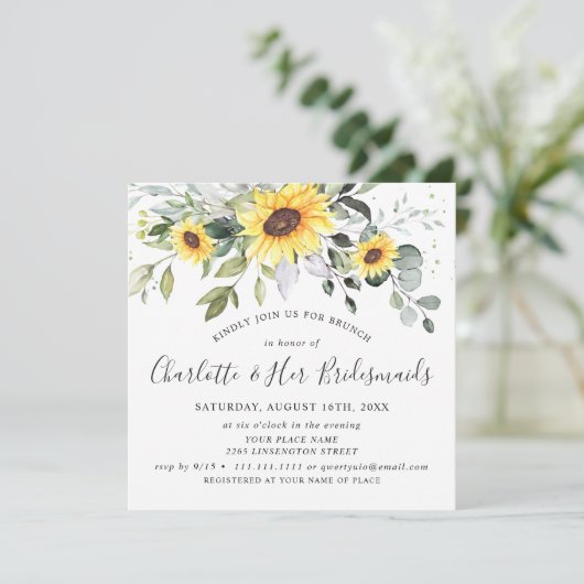 ユーカリエレガントプトゥスヒマワリの葉ブライダルブランチ 招待状 (スタンド正面)