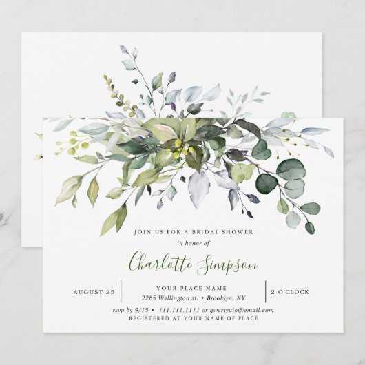 ユーカリエレガントプトゥスブライダルシャワー 招待状 (正面/裏面)
