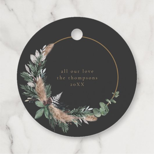 ユーカリエレガントプトゥスブラック&ホワイトクリスマスリース フェイバータグ (裏面)
