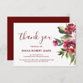 ユーカリエレガントプトゥスブルゴーニュタイポグラフィ悔やみや弔慰 サンキューカード (正面/裏面)