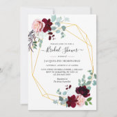 ユーカリエレガントプトゥスブルゴーニュフローラブライダルシャワー 招待状 (正面)