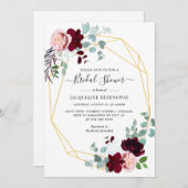 ユーカリエレガントプトゥスブルゴーニュフローラブライダルシャワー 招待状 (正面/裏面)