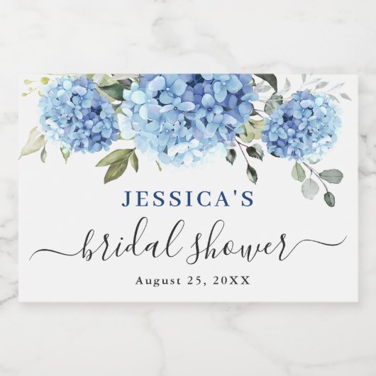 ユーカリエレガントプトゥスブルーアジサイブライダルシャワー スパークリングワインラベル (シングルラベル)