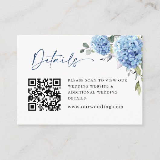 ユーカリエレガントプトゥスブルーアジサイ結婚ズ詳細 エンクロージャーカード (正面)