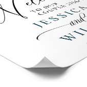 ユーカリエレガントプトゥスブルーバラカップルのシャワー ポスター (角)