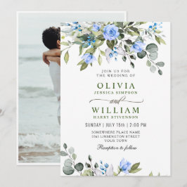 ユーカリエレガントプトゥスブルーバラズグ結婚レナリー 招待状