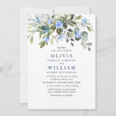 ユーカリエレガントプトゥスブルーバラズグ結婚レナリー 招待状 (正面)