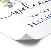 ユーカリエレガントプトゥスブルーバラズ結婚ウェルカム ポスター (角)