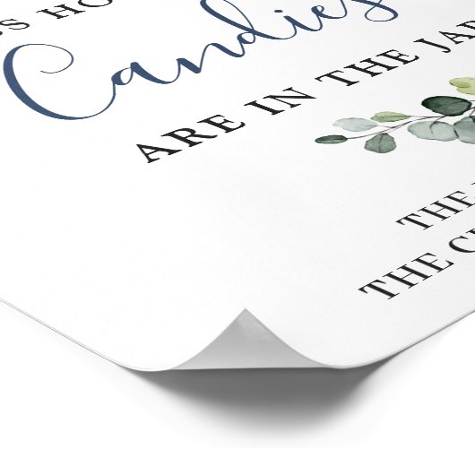 ユーカリエレガントプトゥスブルーバラブライダルシャワー ポスター (角)