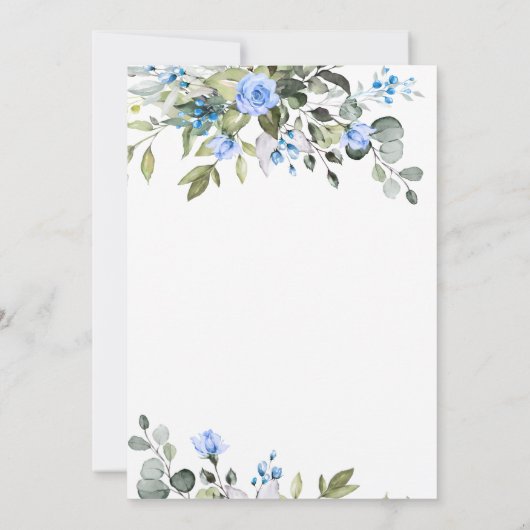 ユーカリエレガントプトゥスブルーバラブライダルシャワー 招待状 (裏面)