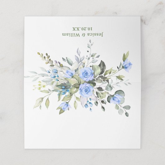 ユーカリエレガントプトゥスブルーバラ結婚フローラ表 プレイスカード (外部開封)