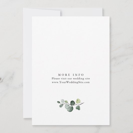 ユーカリエレガントプトゥスブルーフラワーズブライダルシャワー 招待状 (裏面)