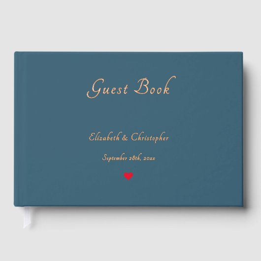 ユーカリエレガントプトゥスブルー金ゴールド結婚記念日 ゲストブック (正面)