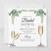 ユーカリエレガントプトゥスブージーグリーンリーブライダルシャワー 招待状 (正面)