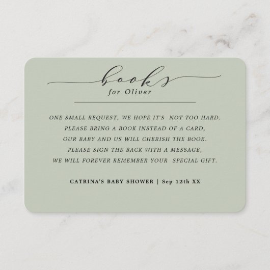 ユーカリエレガントプトゥスベビー要請のためのグリーンブック エンクロージャーカード (正面)