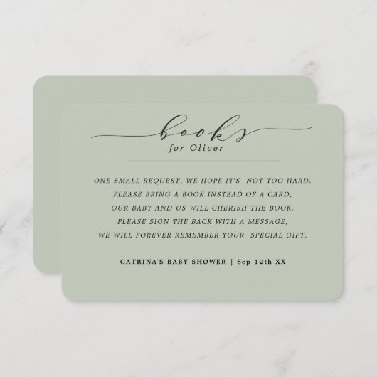 ユーカリエレガントプトゥスベビー要請のためのグリーンブック エンクロージャーカード (正面/裏面)