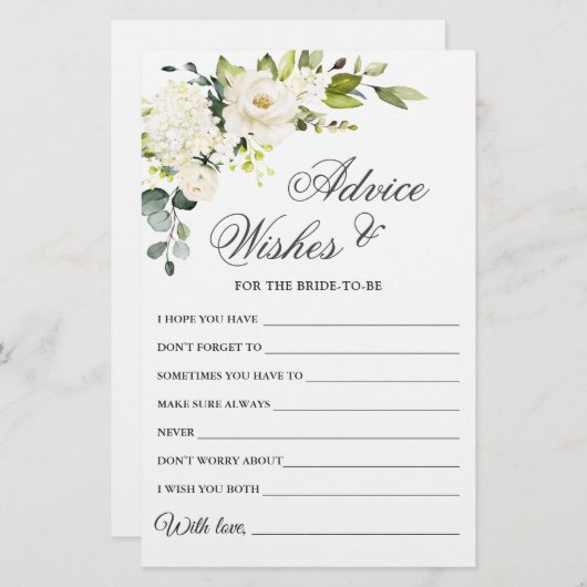 ユーカリエレガントプトゥスホワイトローズウィーズ&アドバイスカード (正面/裏面)