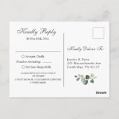 ユーカリエレガントプトゥスホワイトローズウェディングRSVP ポストカード (裏面)