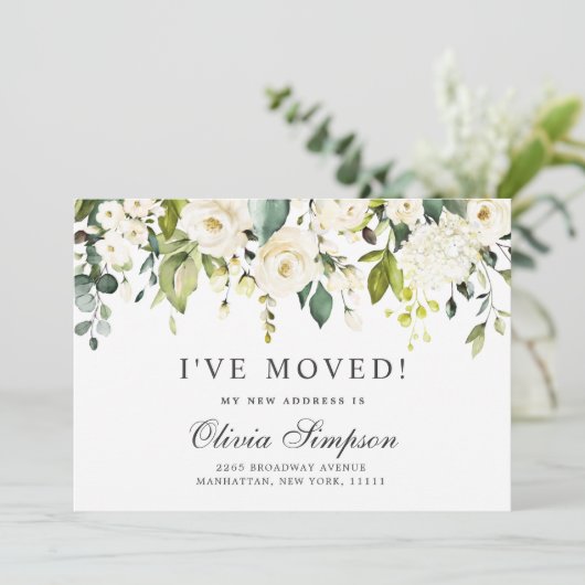 ユーカリエレガントプトゥスホワイトローズフローラムービング 案内状 (スタンド正面)