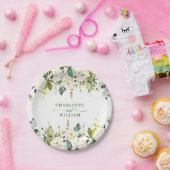 ユーカリエレガントプトゥスホワイトローズフローラ結婚ズ ペーパープレート (パーティー)