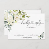 ユーカリエレガントプトゥスホワイトローズフローラ結婚ズ 出欠カード (正面/裏面)