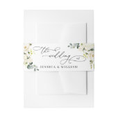 ユーカリエレガントプトゥスホワイトローズフローラ結婚ズ 招待状ベリーバンド (正面例)