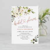 ユーカリエレガントプトゥスホワイトローズブライダルシャワー金ゴールド 箔招待状 (立ち正面)