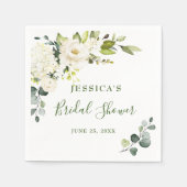 ユーカリエレガントプトゥスホワイトローズブライダルシャワー スタンダードカクテルナプキン (正面)